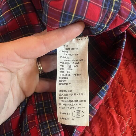 Abercrombie Button-Up Shirt Red Blue Buffalo Check Kids Size XS - Picture 4 of 7
